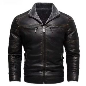 Autumn Men's Leather Wool Coated Varsity <b>Jacket</b> High-quality Fashion Thickened Warm <b>Slim</b> <b>Fitting</b> Stand Collar Hooded Front Logo - Product Image 4