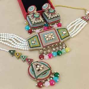 ชุดสร้อยโชคเกอร์แบบดั้งเดิมที่สวยงามสำหรับผู้หญิงและเด็กผู้หญิงเครื่องประดับที่ดูสง่างามสำหรับงานแต่งงานและงานรื่นเริงเครื่องประดับรอยัล - Product Image 6