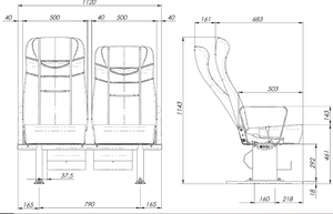 เบาะนั่งกัปตันเรือแบบคู่ รุ่นใหม่ GRL GS 101 ARSLAN สำหรับเปลี่ยนทดแทน โครงอะลูมิเนียม หุ้มผ้า ระบบกันสะเทือน สำหรับเรือเดินทะเล - Product Image 3