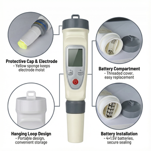उच्च सटीकता डिजिटल <span class=keywords><strong>ph</strong></span> मीटर पेन टेस्टर एटीसी फ़ंक्शन 3 बिंदु ऑटो कैलिब्रेशन 0-14 <span class=keywords><strong>ph</strong></span> लैब शराब बनाने वाली शराब का निर्माण ओम LPH-101 - Product Image 4