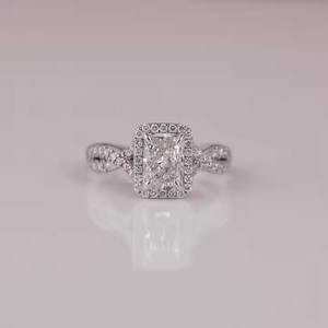 แหวนหมั้นเพชรแบบขัดแย้งชุบทองแข็ง10/14/18 KT แหวนหมั้นเพชรที่ตั้งคลัสเตอร์เพชรจาก Radiant CUT Lab - Product Image 5