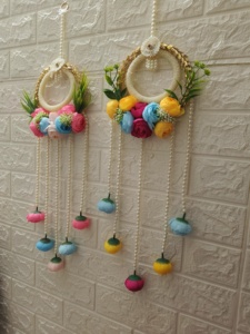 ชุดแขวนผนังลายดอกโบตั๋นทำมือ2ชิ้นตกแต่งดอกไม้ม่านแขวนประตูลายดอกไม้สำหรับตกแต่งบ้านงานแต่งงาน - Product Image 5