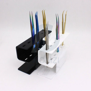 Vente en gros de haute qualité en acrylique noir personnalisé 6 pièces pince à épiler extension de cils présentoir organisateur étui support pointu - Product Image 4