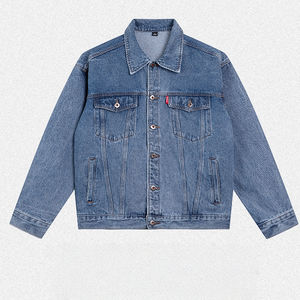 Veste en jean de haute qualité, imprimée, avec logo brodé, pour hommes, streetwear de printemps, veste en jean en coton fin avec logo à l'avant - Product Image 4