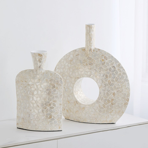 Jarrón de nácar de lujo hecho a mano decorativo con incrustaciones de concha florero elegante Capiz jarrón decorativo proveedor mayorista de Vietnam - Product Image 1