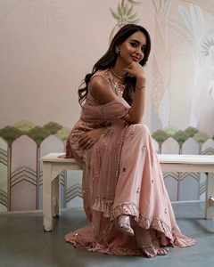 Premium indio pakistaní diseñador moderno étnico Georgette tela dibujado a mano fiestas vestido-adultos Sharara traje Palazzo para mujeres - Product Image 2