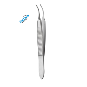 Fuchs Iris fórceps de acero inoxidable de alta calidad 1x2 dientes 7cm instrumentos quirúrgicos fabricante y exportador - Product Image 1