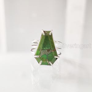 Women's <b>Ring</b> Natural Coffin Green Copper <b>Turquoise</b> Gemstone <b>Ring</b> December Birthstone Handmade Jewelry 925 Sterling Silver <b>Ring</b> - Product Image 1