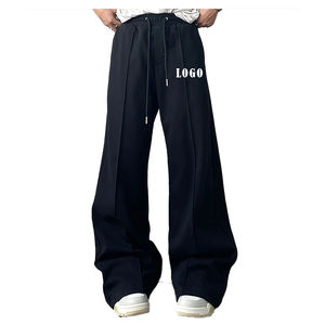 Pantalons de survêtement personnalisés pour hommes, mi-longueur, décontractés, lourds, amples, en coton, à jambes larges et droites, avec cordon de serrage, imprimés numériquement - Product Image 6