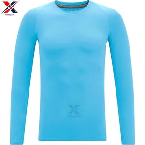 T-shirts pour hommes en polyester écologique de haute qualité, à séchage rapide, manches longues, formels, avec logo personnalisé brodé, tissu tricoté - Product Image 4