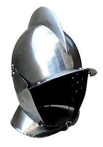 18GA Medieval Knight European Cara Cerrada Burgonet Armor Casco Plateado Para Cosplay Y Halloween Nights - Product Image 2