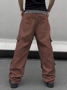 Unisex Custom <b>Leather</b> Patch Straight Denim <b>Jeans</b> Wholesale Baggy <b>Jean</b> Pants High Winter Streetwear Fashion Wide Leg Washed <b>Look</b> - Product Image 3