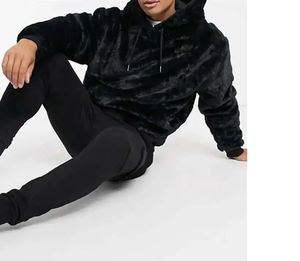 Men's Custom Embroidered <b>Velvet</b> Pullover <b>Hoodies</b> with Front Two Pockets OEM Supply Washed Technique Plus Size Custom Logo - Product Image 2