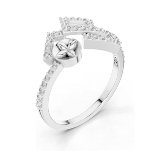 Bague géométrique en diamant de laboratoire pour femme, clarté VVS-VS EF, disponible en or 18 carats, 14 carats, 10 carats et argent 925, rose, jaune - Product Image 5