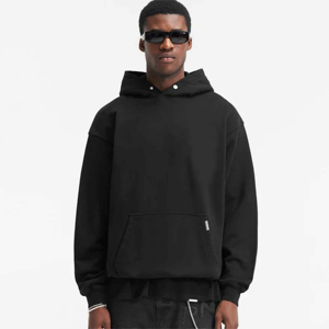 Sweat à capuche pour homme en molleton français 100% de luxe, poids lourd, pour l'hiver, surdimensionné, imperméable, coton, broderie personnalisée, uni, teint - Product Image 4