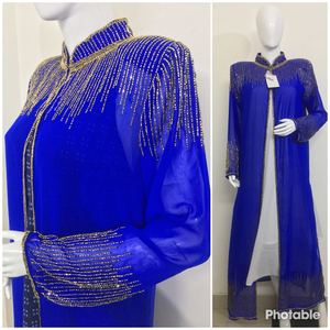 ใหม่ดูไบสไตล์ Georgette ผ้า Abaya ประดับชุดลําลองเย็บปักถักร้อยยาว Maxi ชุดสปาเก็ตตี้สําหรับขาย - Product Image 5