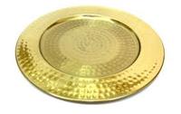 Assiette de présentation de vaisselle en laiton et métal en forme de fleur ronde de la plus grande qualité Meilleure vente Assiette de dessous en métal de taille personnalisée