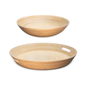 Wholesale Unique Spun Bamboo Round <b>Serving</b> Tray & <b>Bowl</b> Set Serveware for Dining Party Made from Vietnam - Product Image 3