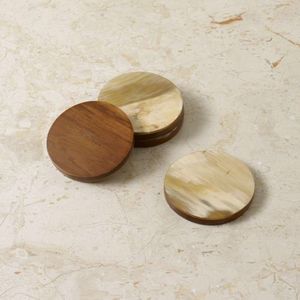 <b>Antique</b> Buffalo Horn Coaster <b>Set</b> 4 Pcs for Home Restaurant Coaster <b>Set</b> Mats & Pads Round Indian Handicraft Item Tableware - Product Image 6