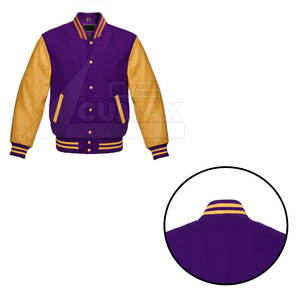 Corps en laine Manches en cuir Conception personnalisée Veste Letterman en laine et à manches en cuir lourds - Product Image 4