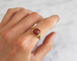 925 argent Sterling lunette réglage Design Unique à la main bague de fiançailles rouge jaspe Cabochon argent fin cadeau de mariage - Product Image 1