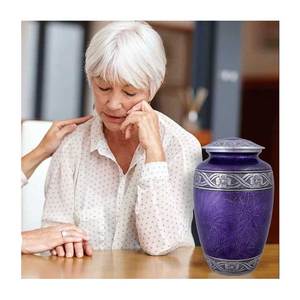 Hot Selling Hand Crafted Flower Urn Funeral Urn For Human White Aluminium Urn Cremation Manufacturer From India With Top Quality - Product Image 2