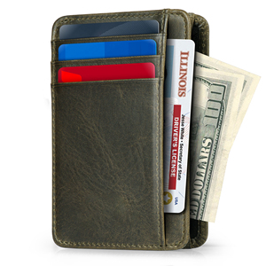 Custom Genuine <b>Leather</b> Card Holder Slim <b>Wallet</b> For Business Cards With Hand Stitching Burnished Edges HLC-0014 - Product Image 5