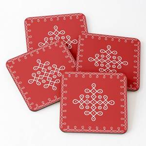 Hot Selling Tabletop Acacia Wood Over Printed Tea Serving <b>Coasters</b> 4 Pieces <b>Set</b> Kitchen Accessories Hot Selling 2024 - Product Image 5