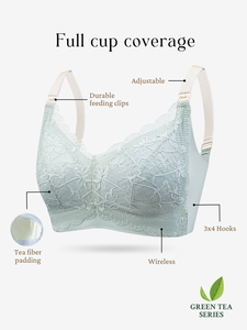 Extrait de thé vert 2 tons haut en dentelle allaitement ouvert grande taille prénatal post-partum momies bikini culotte adulte maternité rembourrée solide - Product Image 3