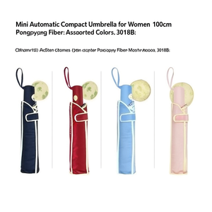 Mini parapluie compact automatique pour femmes, diamètre ouvert 100 cm, fibre pongée, couleurs assorties 3018B - Product Image 2