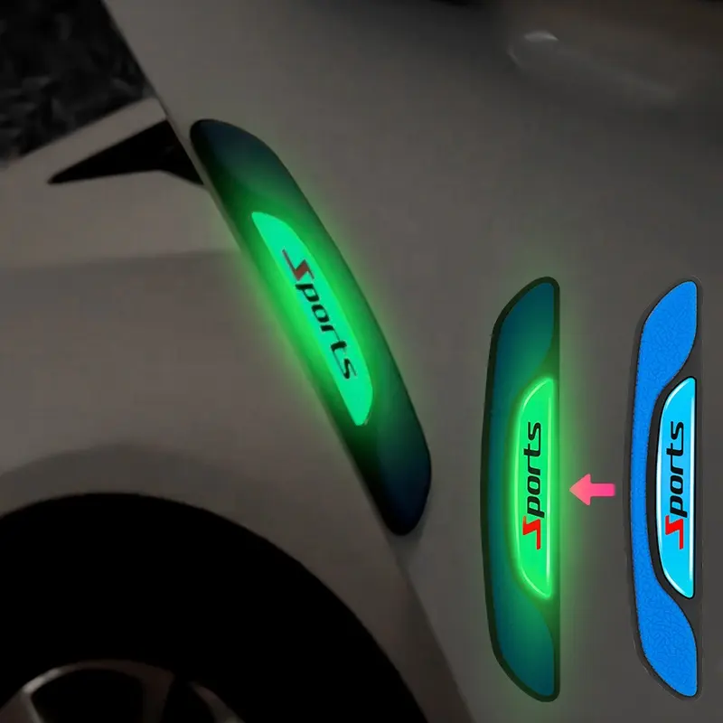 Logo personnalisé d'usine 4 pièces/ensembles sport noctilucent lumineux PVC bande de Protection de porte de voiture bande Anti-Collision