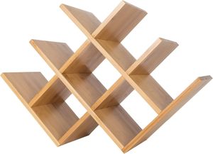 Bamboo 8 Bottle Wine <b>Rack</b>-Space Saving Tabletop Free Standing Wine Bottle Holder for Kitchen, <b>Bar</b>, Dining Room-Modern Storage - Product Image 6