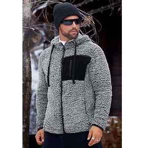 Ropa personalizada con cuello levantado impermeable abrigo polar chaqueta de lana de invierno frontal de gran tamaño al por mayor diseño OEM al aire libre para hombres - Product Image 5