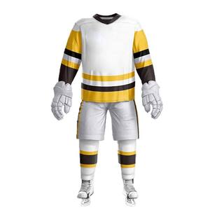 Fabricant professionnel pour l'uniforme de hockey sur glace dernières conceptions imprimer col rond vêtements d'entraînement de hockey ensembles de shorts adultes - Product Image 1
