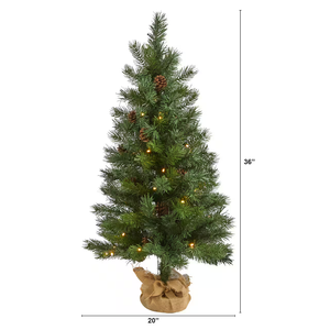 Arbre de Noël de table artificiel en PVC d'aspect naturel <span class=keywords><strong>sapin</strong></span> de Fraser pré-éclairé de 3 pieds 90CM avec lumière <span class=keywords><strong>LED</strong></span> claire pour la décoration intérieure - Product Image 2