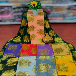 Nouvel Arrivage Qualité Supérieure Tendance Actuelle Tissu Mousseline Somalienne Fransawi Garbasaar Antistatique Motif Floral Tissé Paillettes Dorées - Product Image 1