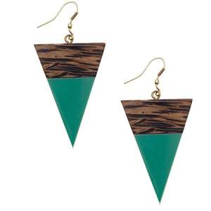 Boucles d'oreilles en forme de coeur en résine noire et blanche avec feuille d'or personnalisée Boucles d'oreilles pendantes en résine géométrique ronde carrée en bois - Product Image 3