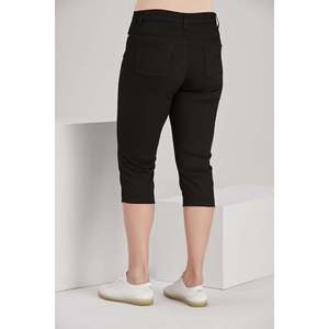RMG <b>Plus</b> <b>Size</b> <b>Black</b> Cotton Capri Pants for Women, Comfortable Cropped <b>Trousers</b>, Casual Summer Wear, Elastic Waist, Breathable - Product Image 3