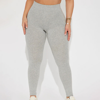 Pantalones Deportivos de Cintura Alta Color Gris Claro para Mujer, de Algodón y Elastano, Elásticos en Cuatro Direcciones, Transpirables, de Secado Rápido, para Yoga, Gimnasio y Uso Diario