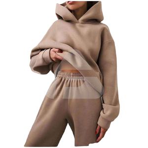 Conjuntos Deportivos de Invierno para Mujer, Estilo Urbano, Ecológicos, con Logotipo Personalizado y Marca Privada, Conjuntos de 2 Piezas de Felpa de Algodón - Product Image 1