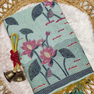 ชุดส่าหรีผ้าฝ้ายสไตล์อินเดียสำหรับเจ้าสาวชุดปาร์ตี้งานแต่งงานสุดเก๋สุดเก๋ - Product Image 1