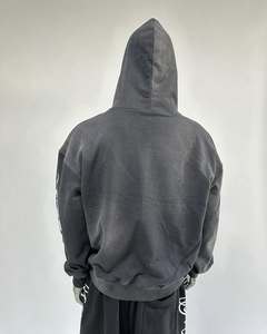 Custom Luxury Streetwear French Terry Graphic Dtg Screen Print Hoodie Heavy Weight 400Gsm Cotton Boxy <b>Cropped</b> <b>Zip</b> <b>up</b> Men Hoodie - Product Image 3
