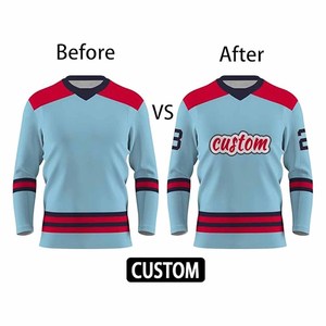 Maillots de hockey sur glace à col en V personnalisés avec le nom de l'équipe, en polyester/coton, manches longues, impression par sublimation, respirants, toutes saisons - Product Image 3