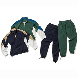 Chándal cortavientos de verano personalizado de manga larga con cremallera chaquetas cortavientos con estampado de logotipo conjunto de dos piezas de longitud completa - Product Image 1