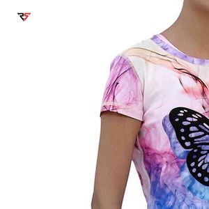 เสื้อยืดพิมพ์ลายคอวีสำหรับผู้หญิงเสื้อยืดพิมพ์ลายผู้หญิงผ้าโพลีเอสเตอร์สีระเหิดแบบเรียบ - Product Image 6