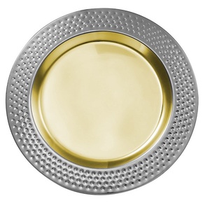 Plato Decorativo con Borde Repujado y Acabado en Níquel, Platos para Servir Postres en Fiestas, Plato para Servir Alimentos, Platos para Cena - Product Image 4