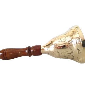 Campana de mano de latón puro hecha a mano de alta calidad para decoración del hogar templo y campana de latón Pooja campana pequeña para mano - Product Image 2