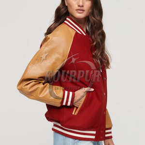 Dernière conception de veste universitaire en coton pour femmes vêtements d'hiver de haute qualité Chenile broderie bouton décoration respirant - Product Image 4