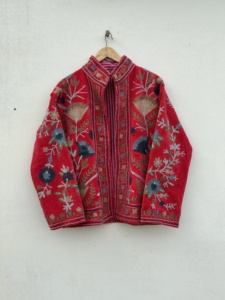 Most Trending Handmade Suzani Embroidery Velvet Winter <b>Jacket</b> <b>Women</b> Short Suzani <b>Jacket</b> Free Size Short Quilted <b>Jacket</b> - Product Image 2