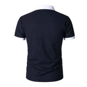 Cómodo ajuste de los hombres cuarto de cremallera para Polo Camiseta de manga corta de ajuste muscular antiarrugas característica OEM diseño estampado de punto - Product Image 2